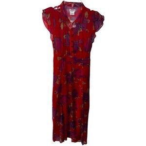 Cooperative Dress Womens 0 midi Red Urban Outfitters babydoll peasant fairy New